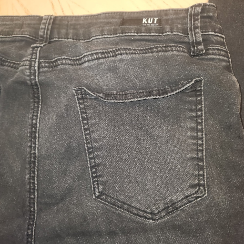 Kut From The Kloth MIA Highrise Skinny Jeans Womens Size 12 Black Tie Dye Patch - Picture 11 of 12